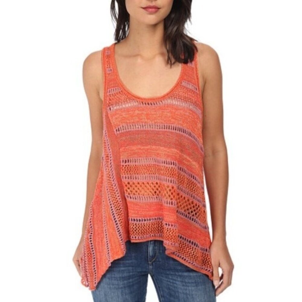 Free People Sweater Women Medium Lovebird Tank Cayenne Combo Crochet Sleeveless